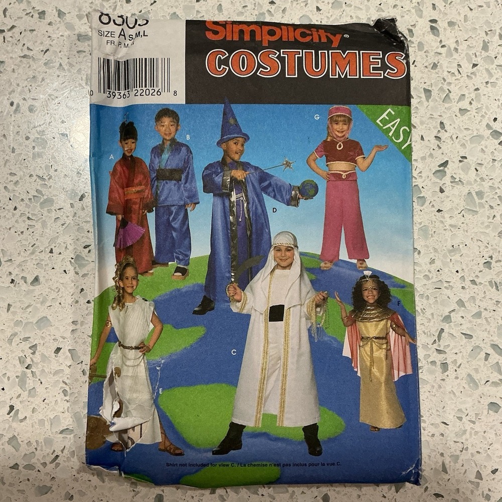 Costume Sewing Pattern Simplicity 8303 Kids Wizard Kimono Egyptian Genie Sz S-L